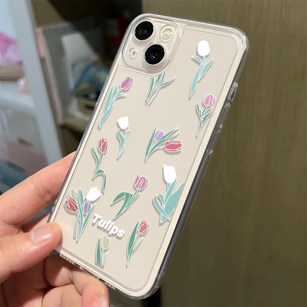 IPHONE Bunga Warna-Warni Lembut Shockproof Case Kompatibel Untuk Iphone14 13 12 11 Pro XS Max X XR 78 Plus Casing Ponsel Transparan TPU Cover