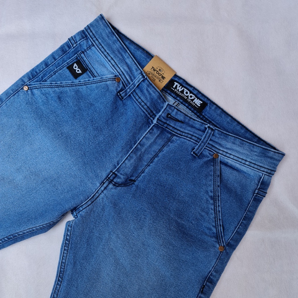 TWO ONE DENIM - Celana Jeans Panjang Pria - Jeans Pria Slim Fit Saku Bobok Denim Strecth