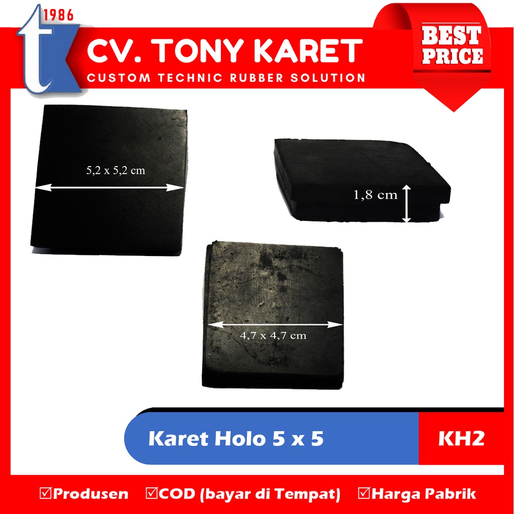 Karet holo 5x5 tutup alas kaki besi holo