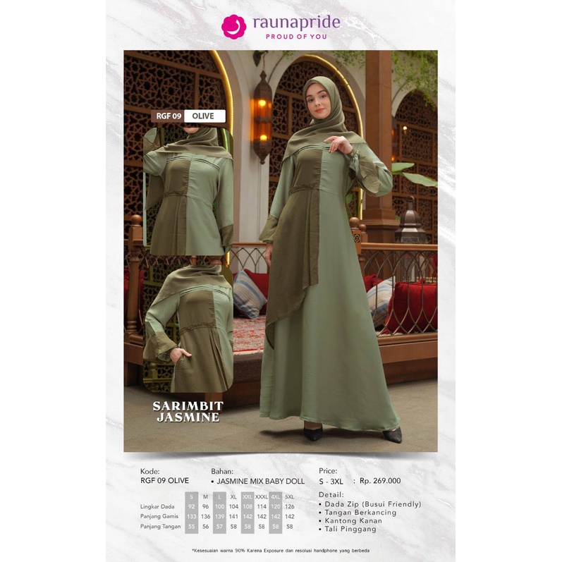 Sarimbit Jasmine Rauna 09 Olive-Coklat / Fashion Muslim Couple Keluarga / Baju Muslim / Rauna