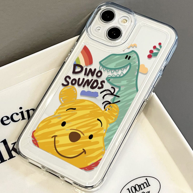 IPHONE Casing Ponsel Lembut Dinosaurus Beruang Lucu Kompatibel Untuk Iphone14 13 12 11 Pro XS Max X XR 78 Plus Casing Shockproof Transparan TPU Cover