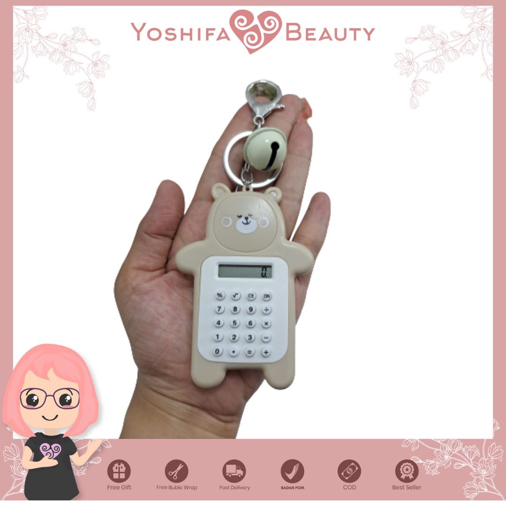 Kalkulator Mini Portable Desain Beruang Lucu | Calculator Cute Bear Sekolah 8 Digit Mini Portable