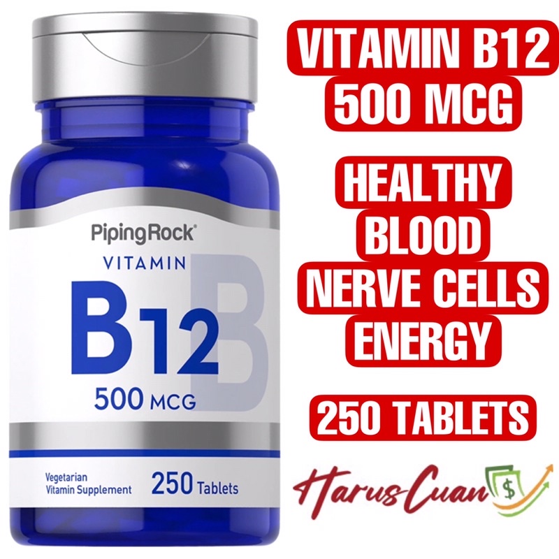 Jual Piping Rock USA Vitamin B12 500 Mcg 250 Tablets Healthy Blood ...