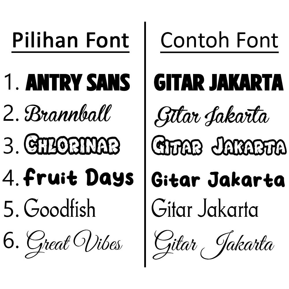 CUSTOM NAMA Untuk GITAR / BASS / BIOLA / UKULELE