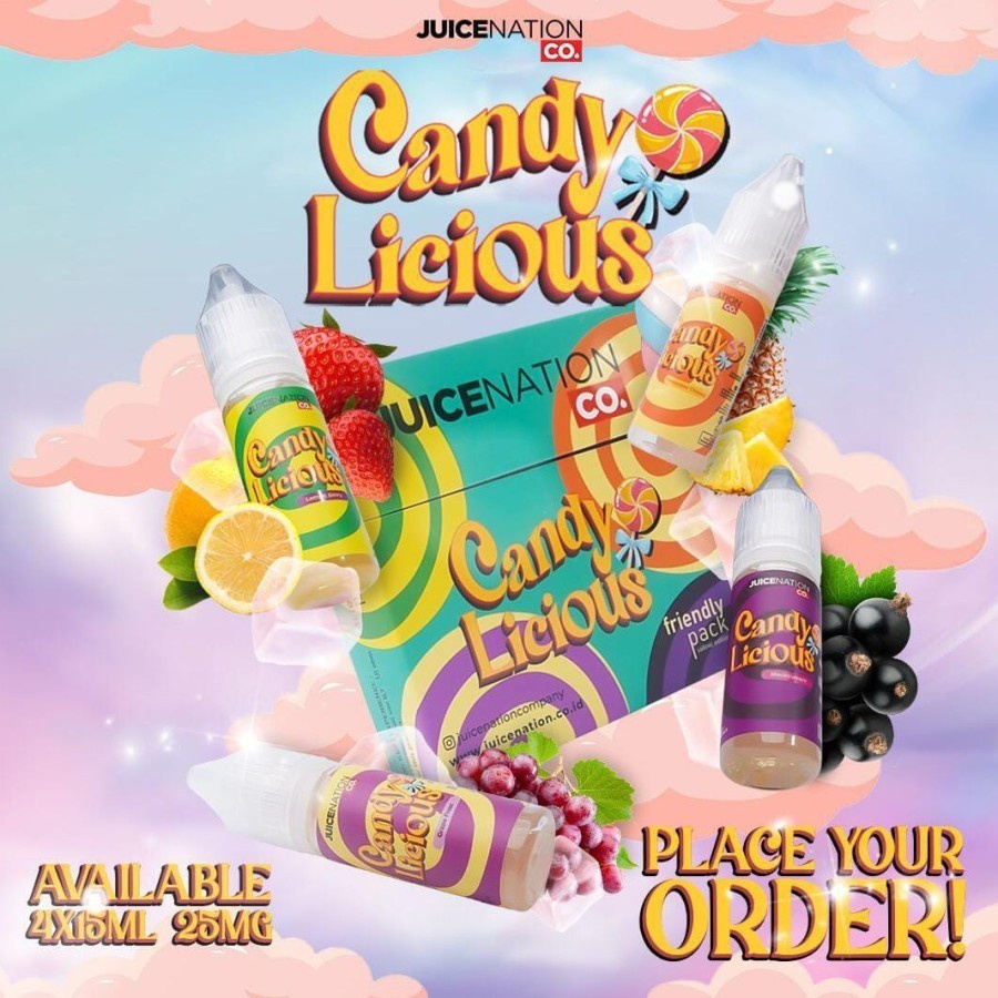 LIQUID CANDYLICIOUS FRIENDLY PACK SALTNIC 4 x 15ML By JUICENATION
