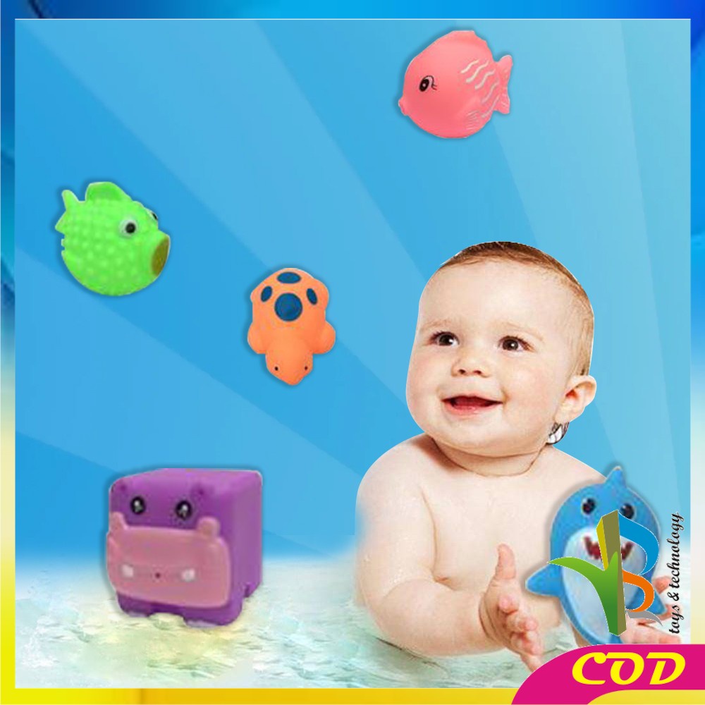 RB-M253 Mainan Mandi Anak Karet Set Karakter Bisa Bunyi / Mainan Bebek Anak Bayi Mainan Edukasi Baby Bath Toys