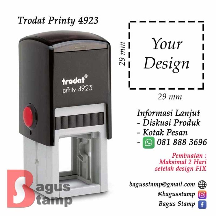 

Stm Stempel Warna Otomatis Custom Design Trodat 4923 (Ukuran 29X29 Mm)