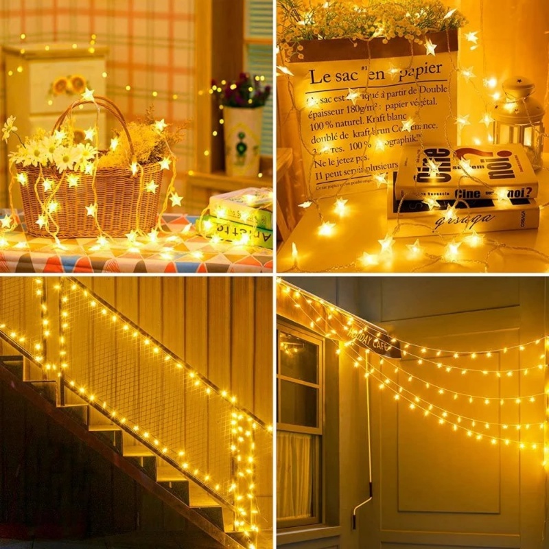 1/3meter LED String Light Bintang Kecil Kawat Tembaga Garland Warm White Fairy Lights Untuk Dekorasi Pesta Pernikahan Natal Rumah Liburan Pencahayaan