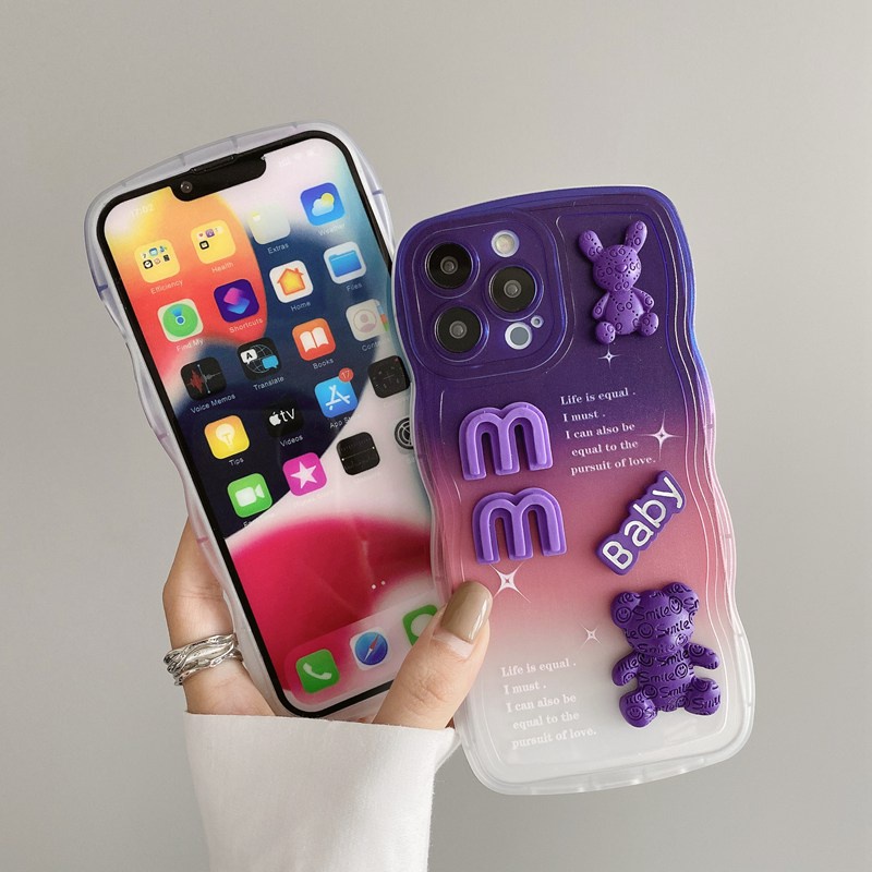 Purple Baby Bear Bunny Doll Wave Soft Case VIVO V23 V23E Y11 Y12i Y12 Y15 Y17 Y33S Y52T Y33E Y52S Y31S Y76S Y76 V20 Pro S1 Y12S Y20 Y20i Y20S Y19 V9 Y50 Y30 Y30i Y91C V5 V5S Y15S Y15A Y22 Y22S Y35 2022 Y16 V25 V25E Y33S Y33T Y32 5G Casing