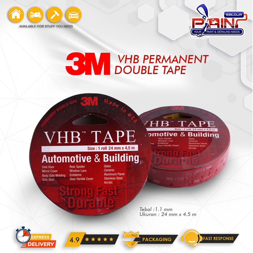 3M VHB Automotive Tape 4900, 24 mm x 4.5 m (Double Tape Mobil)