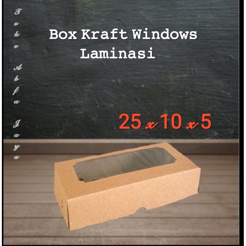 

(Box murah)Box Brownis kraft coklat ukuran 25x10x5 window laminasi. cocok untuk packing snack kue roti souvenir