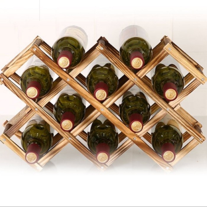 Rak Rak Holder 10 Botol Wine Bahan Kayu
