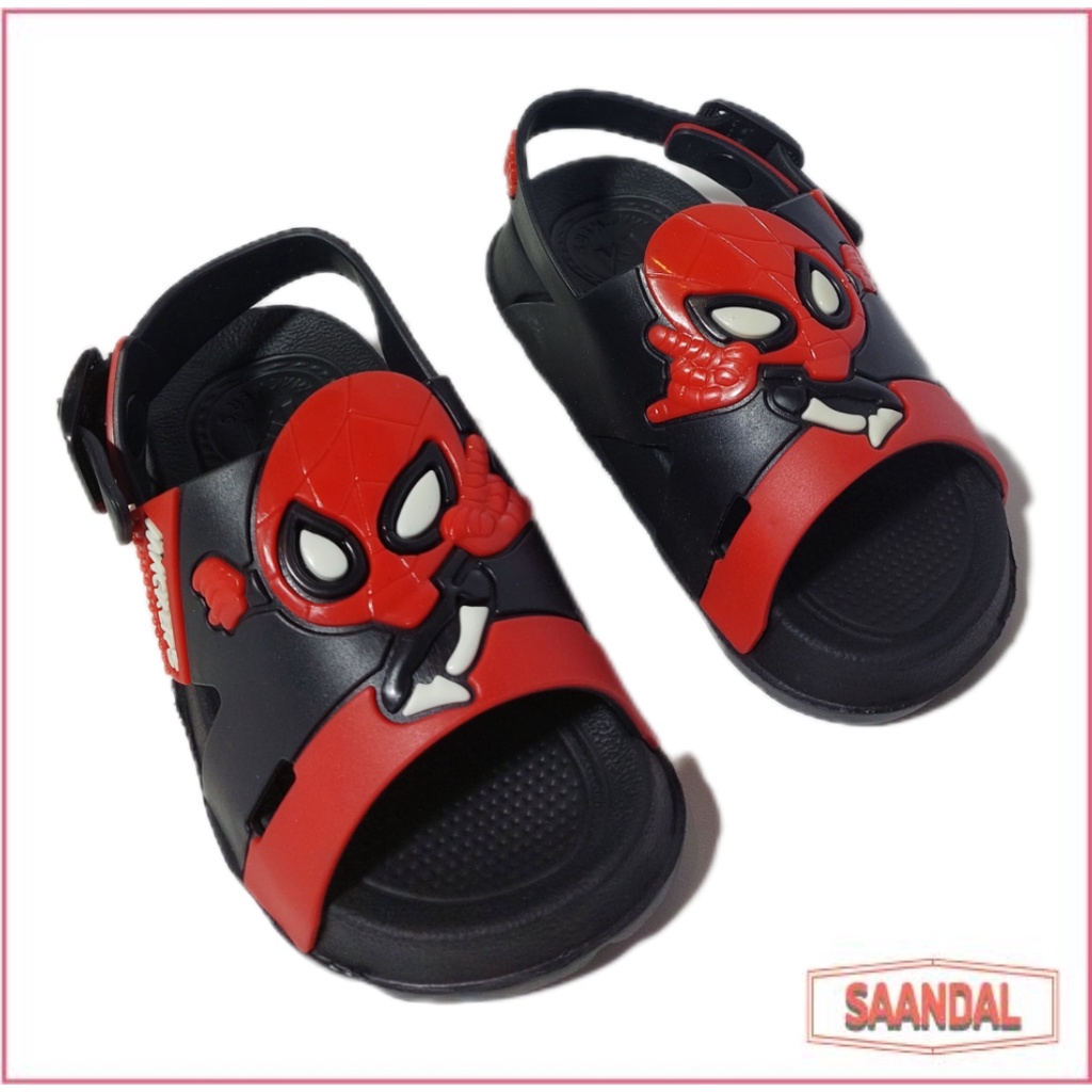 Sandal Selop Tali Spiderman Balita Laki-laki Mackers Anti Licin Ukuran 20-25