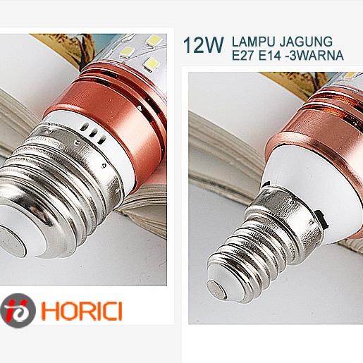 Great Sales MEREK HORICI ASLI FULL 12W E27 E14 3 WARNA LAMPU BOLA LAMPU HIAS LED BULB PUTIH LAMPU JA