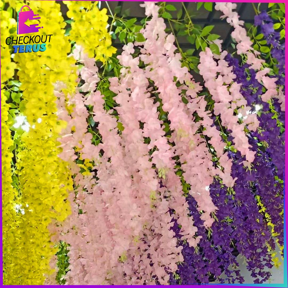 CT C745 Bunga Artificial Wisteria Gantung Dekorasi Pesta Rumah Cafe Ruangan Lamaran Bunga Hias Wisteria Ornamen Tanaman Bunga Rambat Hias