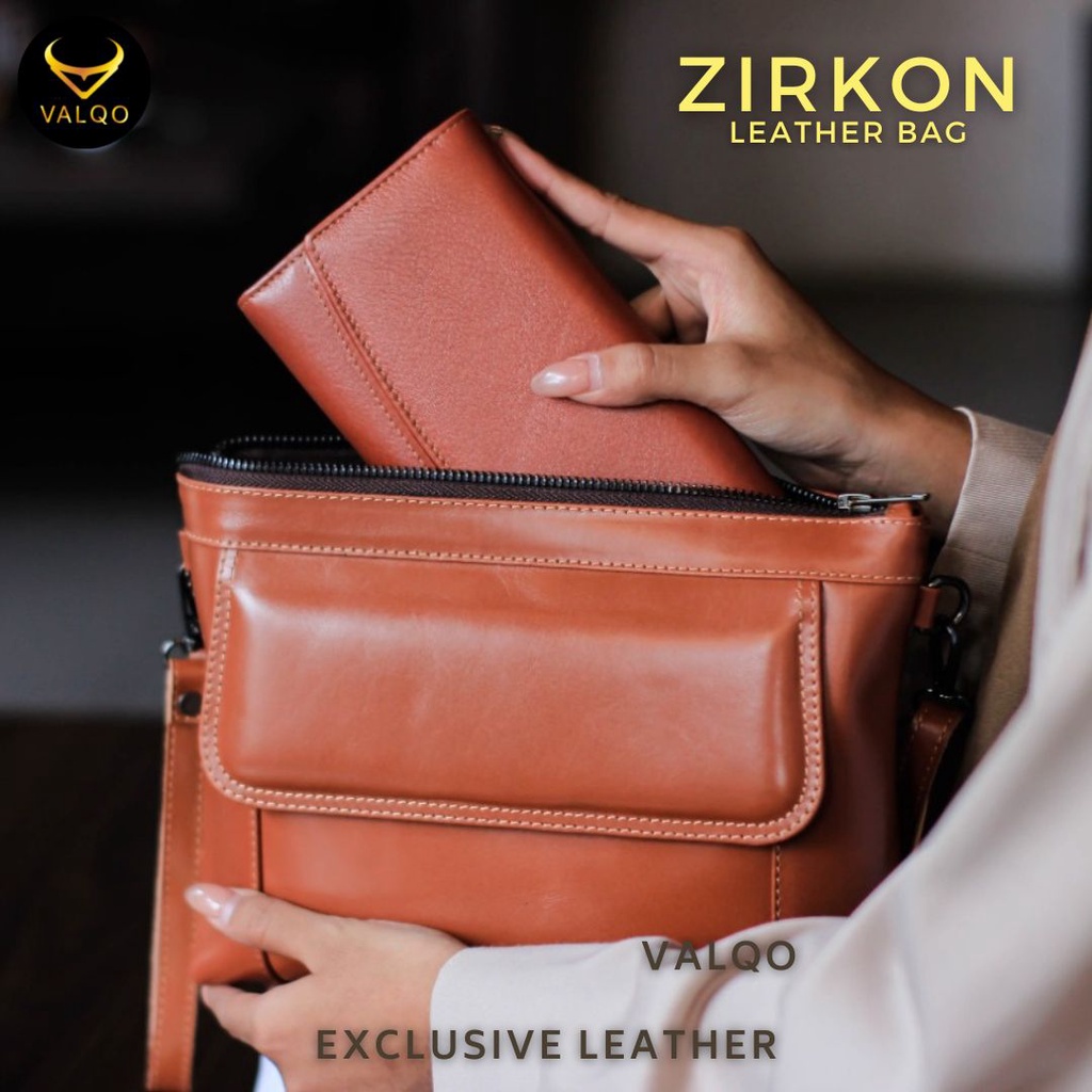 [VALQO] Tas kulit ZIRKON kulit sapi Polos Clutch Cewek Perempuan Wanita Bisa jadi tas dan pouch COD