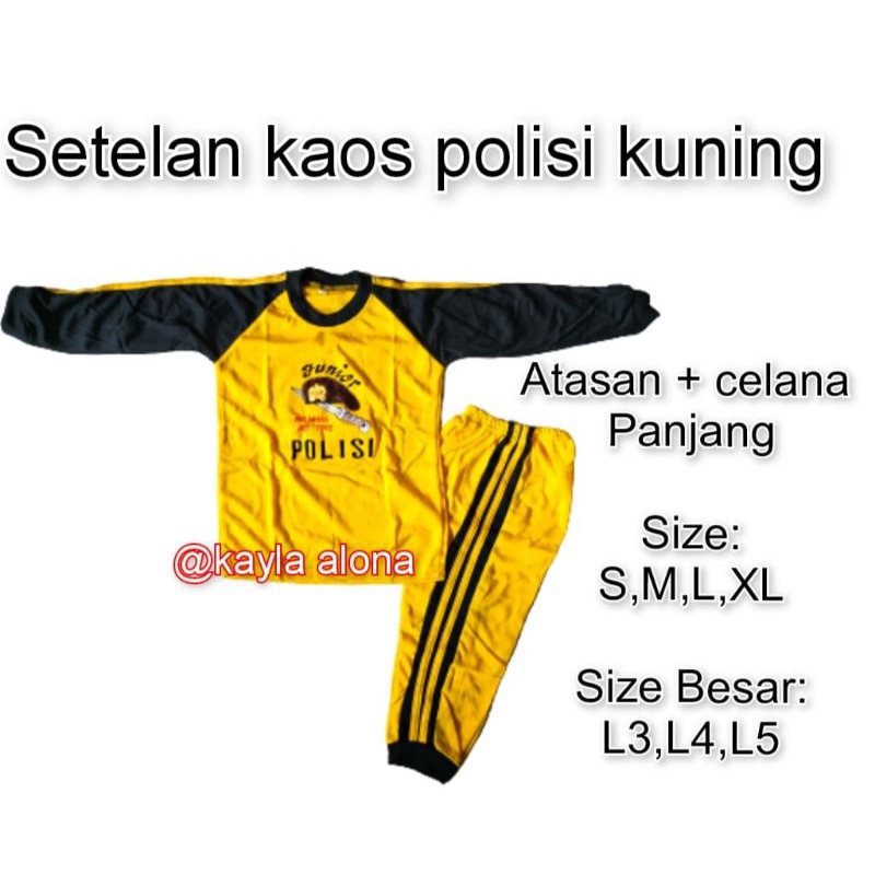 Setelan Kaos + Celana Panjang POLISI KUNING untuk Anak