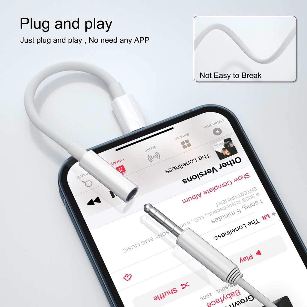 FEINODI Light- ing i- Phone  headphone/headset  light- ing to 3.5mm Aux Audio headphone/Earphone jack adapter/Splitter/Cable Cord/connector/dongle i- pad to microphone earbud /trrs converter Compatible with i- Phone 14/13/12 Support IOS 15（Can't call）