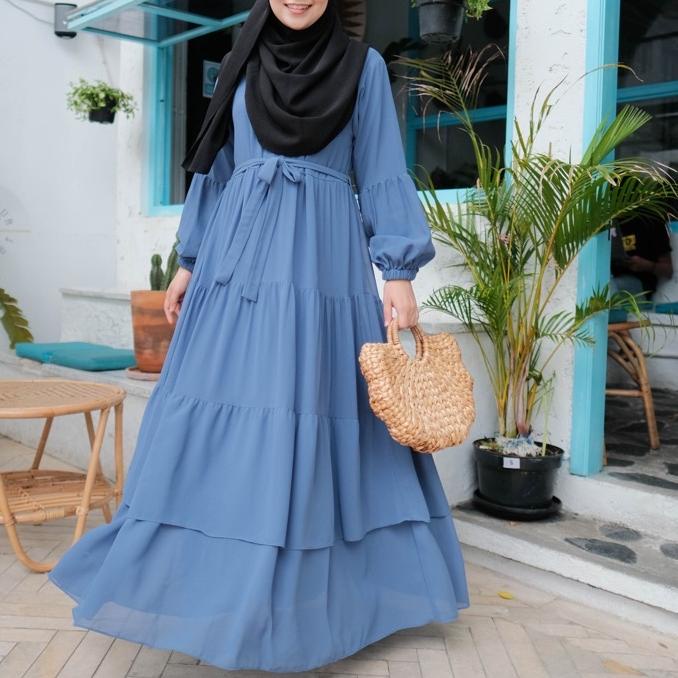 ➸➚✣ AMARA DRESS / gamis ceruty / gamis tiga tingkat/ gamis rempel / gamis baby doll /gamis layer Bes