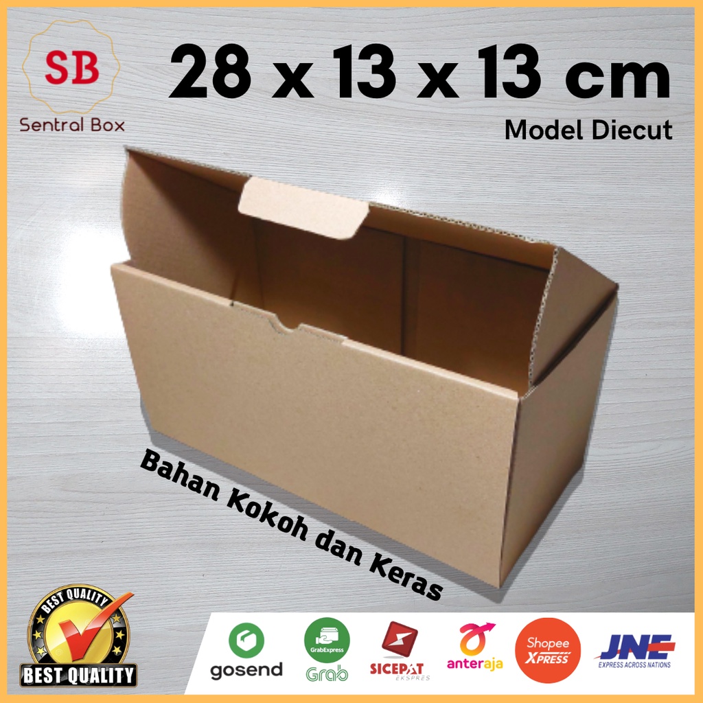 

( Min.order 5 pcs ) Kardus 28 x 13 x 13 cm...Die Cut ( untuk pembelian di atas 10 pcs harga lebih murah )
