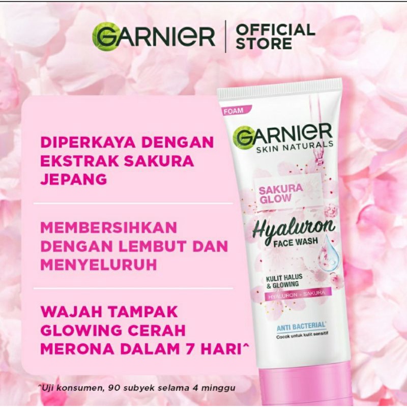 FACE WASH | GARNIER SAKURA GLOW HYALURON | 50 ML | 100 ML