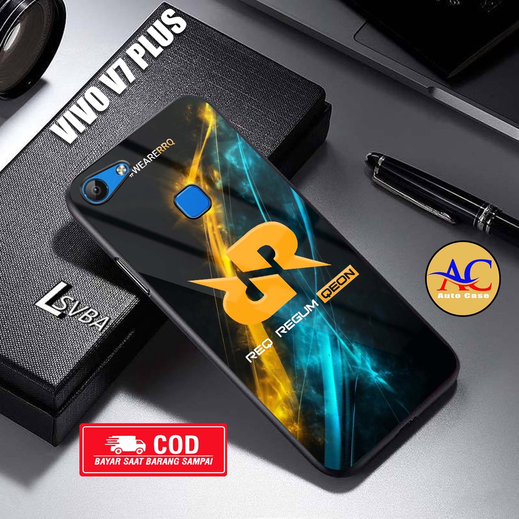 Softcase Glass kaca untuk VIVO V7 PLUS RRQ Casing Handphone Case Hp Procamera