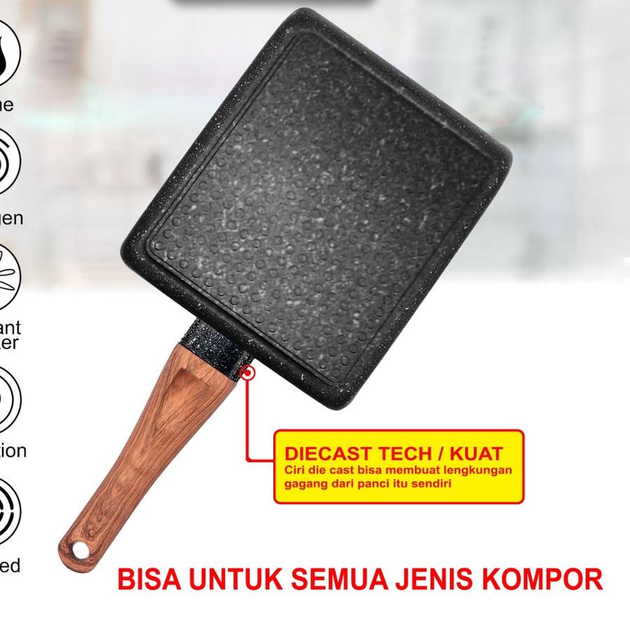 New Stock Tamagoyaki Pan Gohappy - Japanese Panci Telur kotak omelette anti lengket FDA - Bisa kompo