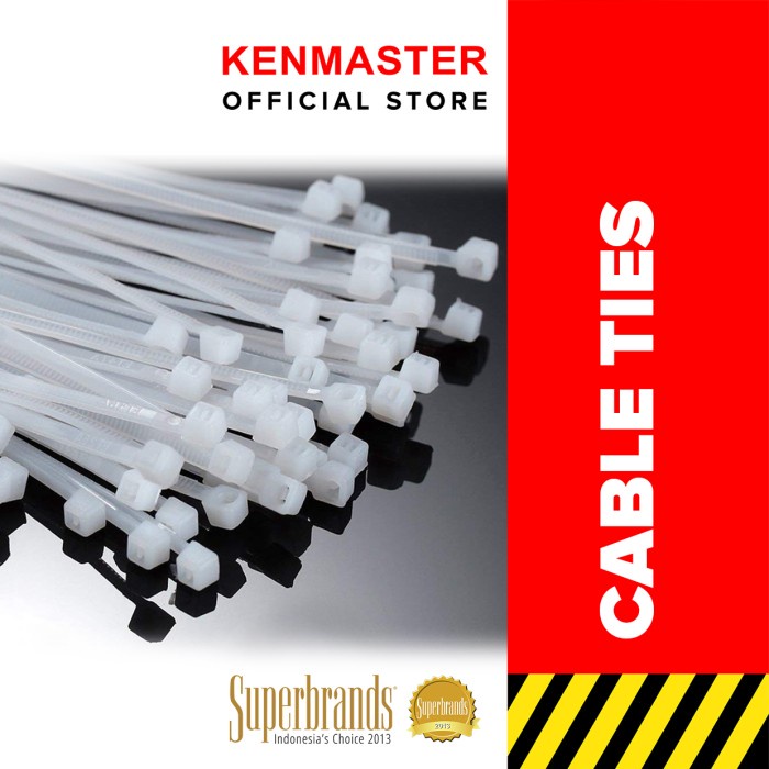 

PROMO SPECIAL Kenmaster Cable Ties 3.6X30cmX50Pcs Black + White ( 2 Pack ) Code 2280