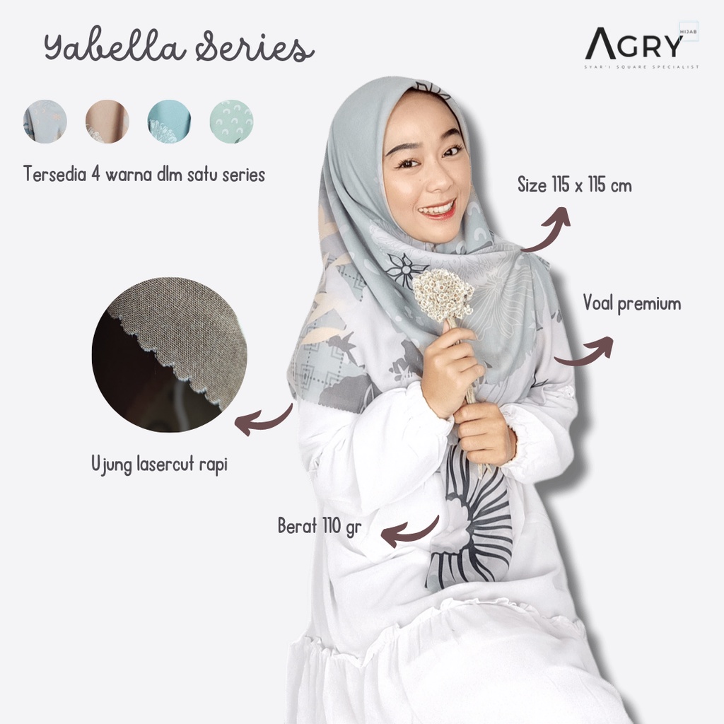 ᴀɢʀʏ Hijab Segiempat Voal Motif 115 Lasercut