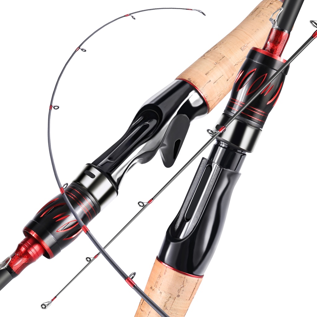 Pancing Karbon 6-12 LB Portabel Pancing EVA Handle M Power 1.65M 2 Bagian Pancing Untuk Air Tawar