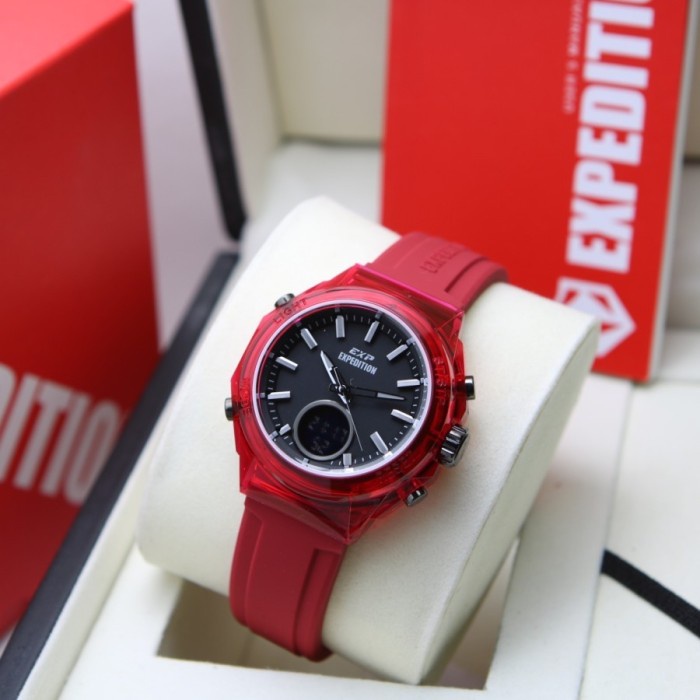 JAM TANGAN WANITA EXPEDITION E 6831 DUAL TIME RUBBER ORIGINAL GARANSI RESMI 1 TAHUN