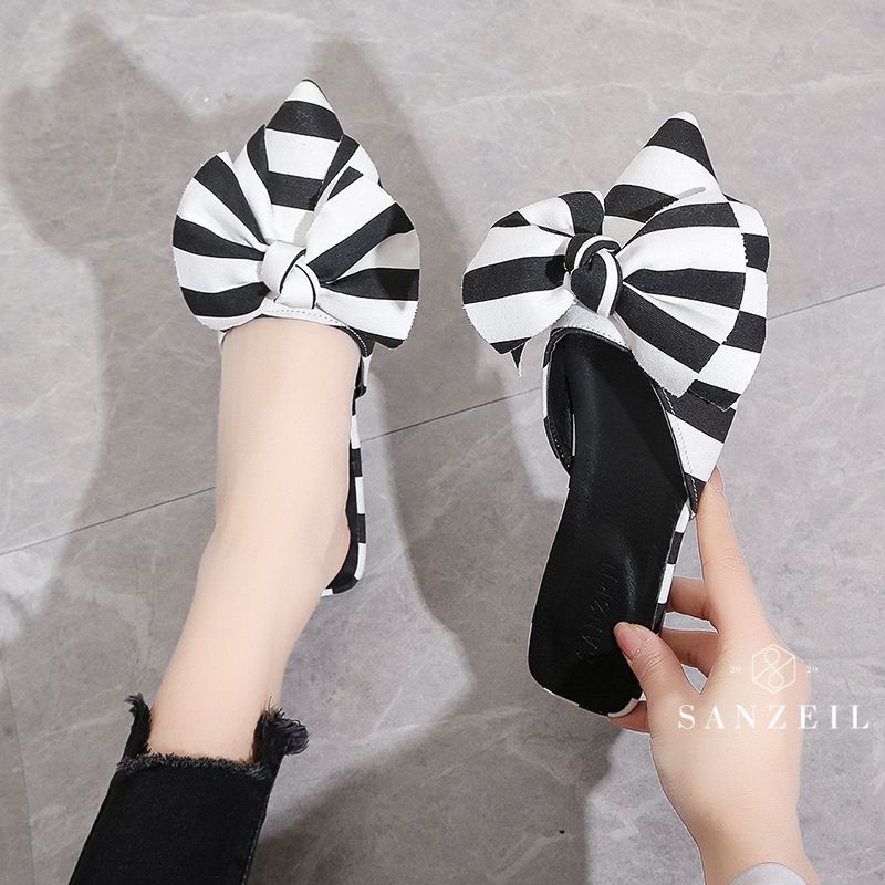 [COD] 3191 SANZEIL Lita Sandal Mules Kasual Import Wanita Dengan Acc Pita