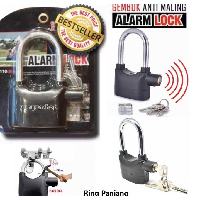 {BISA COD] ASLI Gembok Alarm Anti Maling (Alarm lock , Kunci Gembok Alarm ) TERLARIS TERPERCAYA ORIG