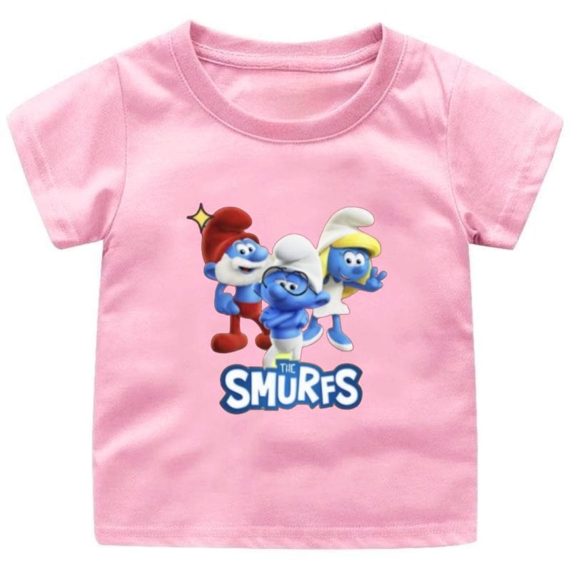 BAJU KAOS ANAK OEREMPUAN DAN LAKI LAKI KEKINIAN 1-12 TAHUN THE SMURF (2)