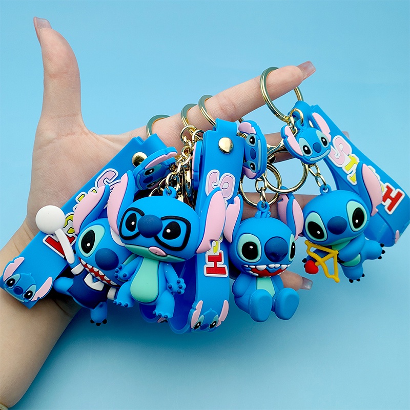 3d Stitch Gantungan Kunci Strap Dengan Kartun ID Card Holder Neck Lanyard Anti-lost Sling Untuk Aksesoris Kunci Lengan Kartu Untuk Hadiah Fashion