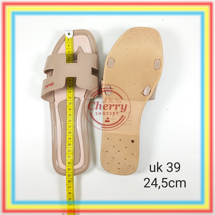 L1838-60 Sandal Selop Glanzton Wanita Karet Model H Sendal Slop Glanzton Cewek Jelly Murah Kekinian