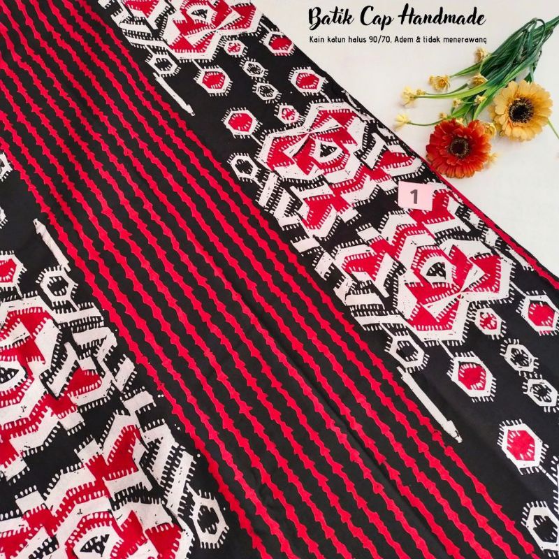 Kain Batik Cap Merah Hitam Bahan Batik Merah Hitam Kain Batik Merah Hitam Kain Batik Cap Halus Batik
