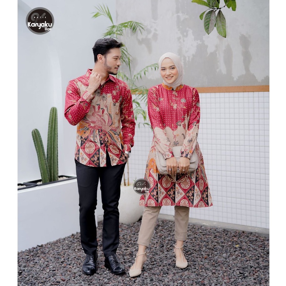 Batik Couple Modern Atasan Tunik Batik Kerja Wanita Kantor Baju Batik Wanita Dan Pria Batik Seragam M L XL XXL