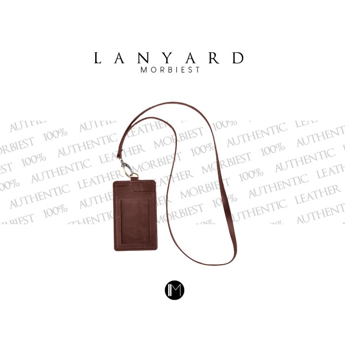

(:(:(:(] Lanyard Kulit Asli - ID Card Name Tag Kulit - MORBIEST Lanyard - Brown
