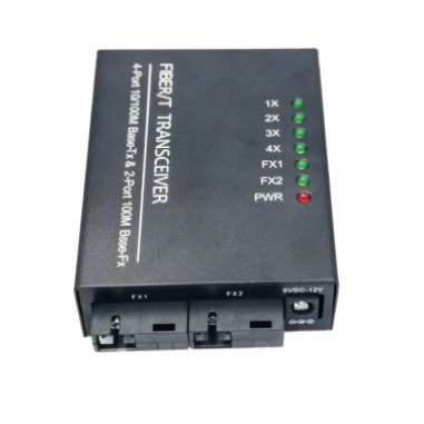 Media Converter Fiber Optic 2 Fo 4 Lan + Adaptor box