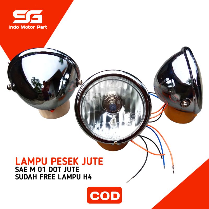 Lampu Pesek Lampu Depan cb Jute Kaca Bening Krom