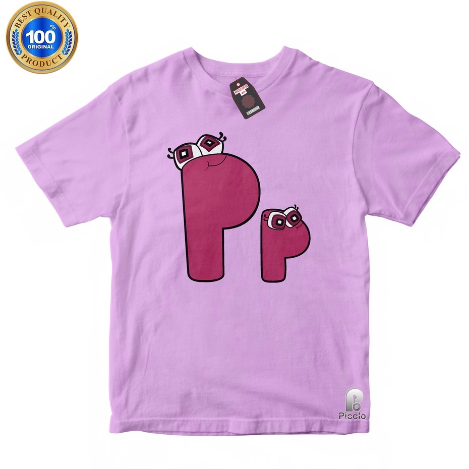 BAJU ANAK KAOS ATASAN ANAK HURUF P ALPHABET LORE UNISEX Bahan COTTUN (FREE NAMA)