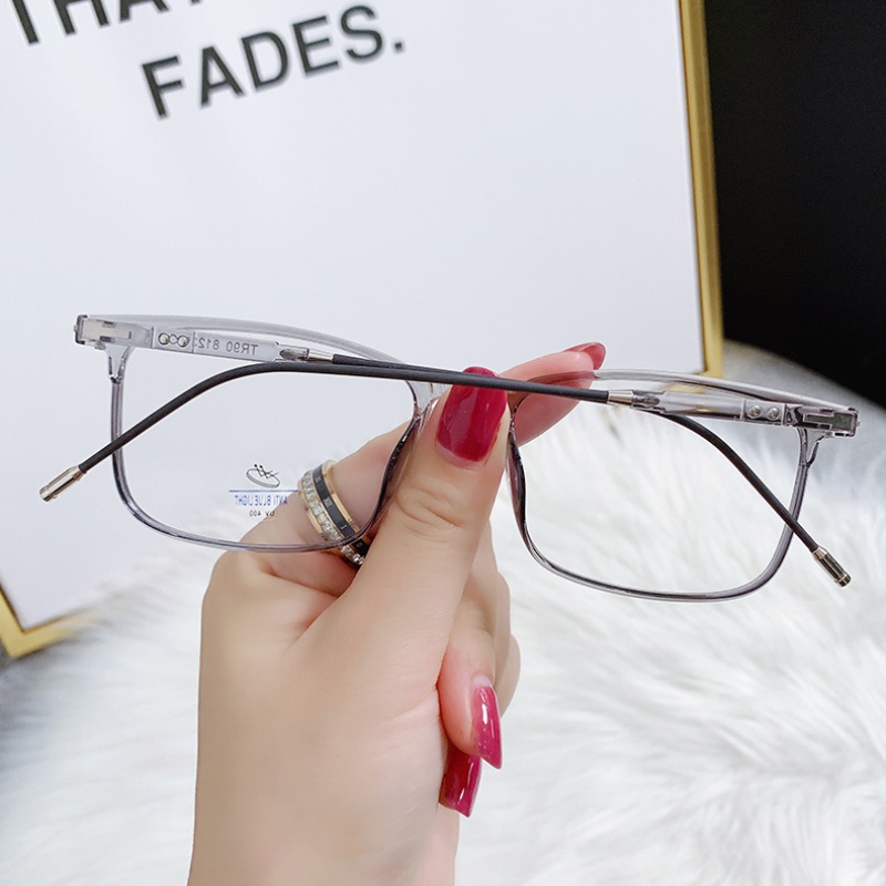 Klasik TR90 Kacamata Anti Radiasi Wanita Pria Persegi Panjang Bingkai Kecil Lensa Yang Dapat Diganti