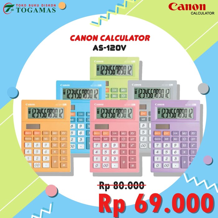 

CANON CALCULATOR AS-120V 12 DIGIT (PILIH WARNA) #ORIGINAL