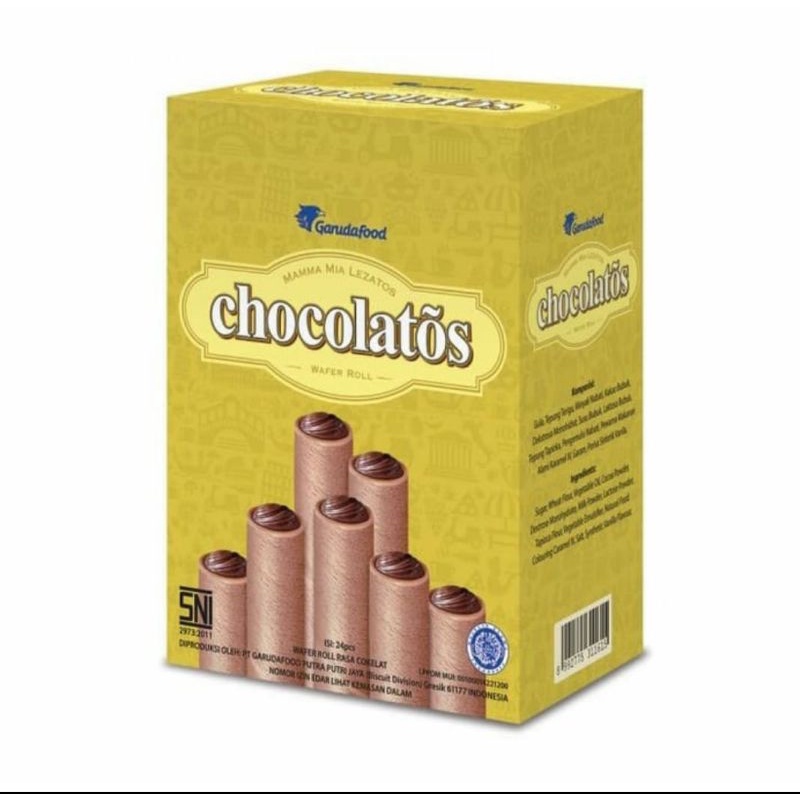 

Gery Chocolatos wafer roll coklat isi 24 pcs