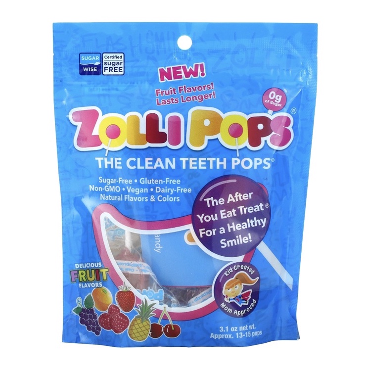 

Zollipops The Clean Teeth Pops Delicious Fruit Flavors 3.1 oz (14-15 pcs) lollipops
