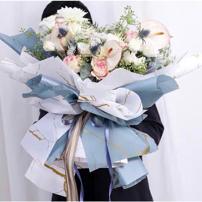 

Kertas Bunga Buket Cellophane Marble Type [L04] (WAJIB!!order tambahan box packing)