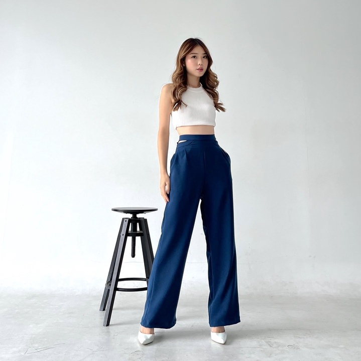 Beryl Cut Out Pants / Celana Cut Out Wanita / Hight Waist Korean Pants