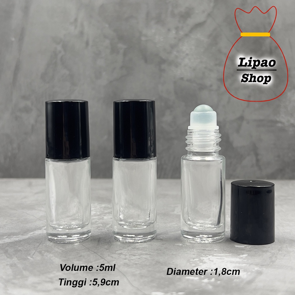 Botol Roll On 5ml Kaca Tebal Clear Bening Bola Roller Kaca Anti Macet Essential Oil Parfum Refill