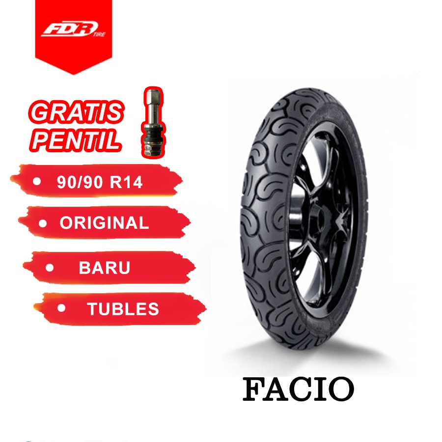 Ban Motor Luar Matic Vario Beat Mio merk FDR Facio ukuran 90/90 Ring 14 Tubeless Tubless